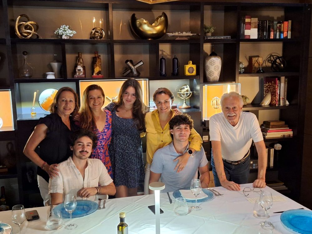 Three generations of the family around a dinner table